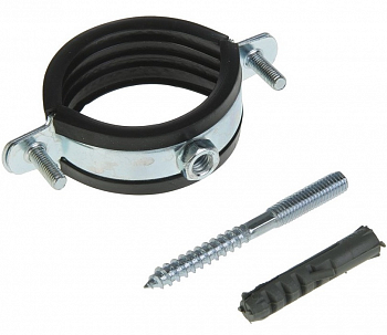 Хомут  оцинк. с резин. уплотнением VALFEX 1/2" (20-25) (в компл.шпилька М8*80 и дюбель) (150)