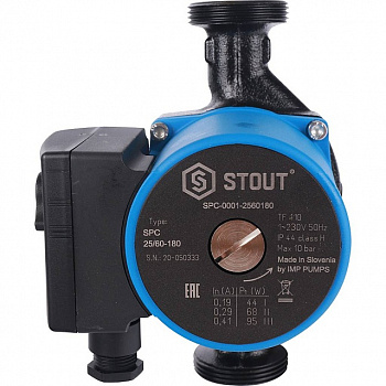 SPC-0011-2560180 STOUT Циркуляционный насос 25-60/180 220/240V 50Hz с латунными гай