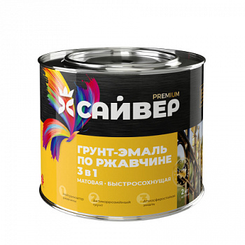 Сайвер Грунт-эмаль по ржавчине 3 в 1 черная 1,8 кг./6